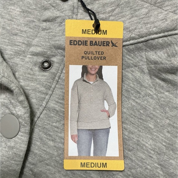 Eddie Bauer Ladies Quilted Half Zio Pullover Gray Medium Gorpcore Comfy Casual - Picture 4 of 6